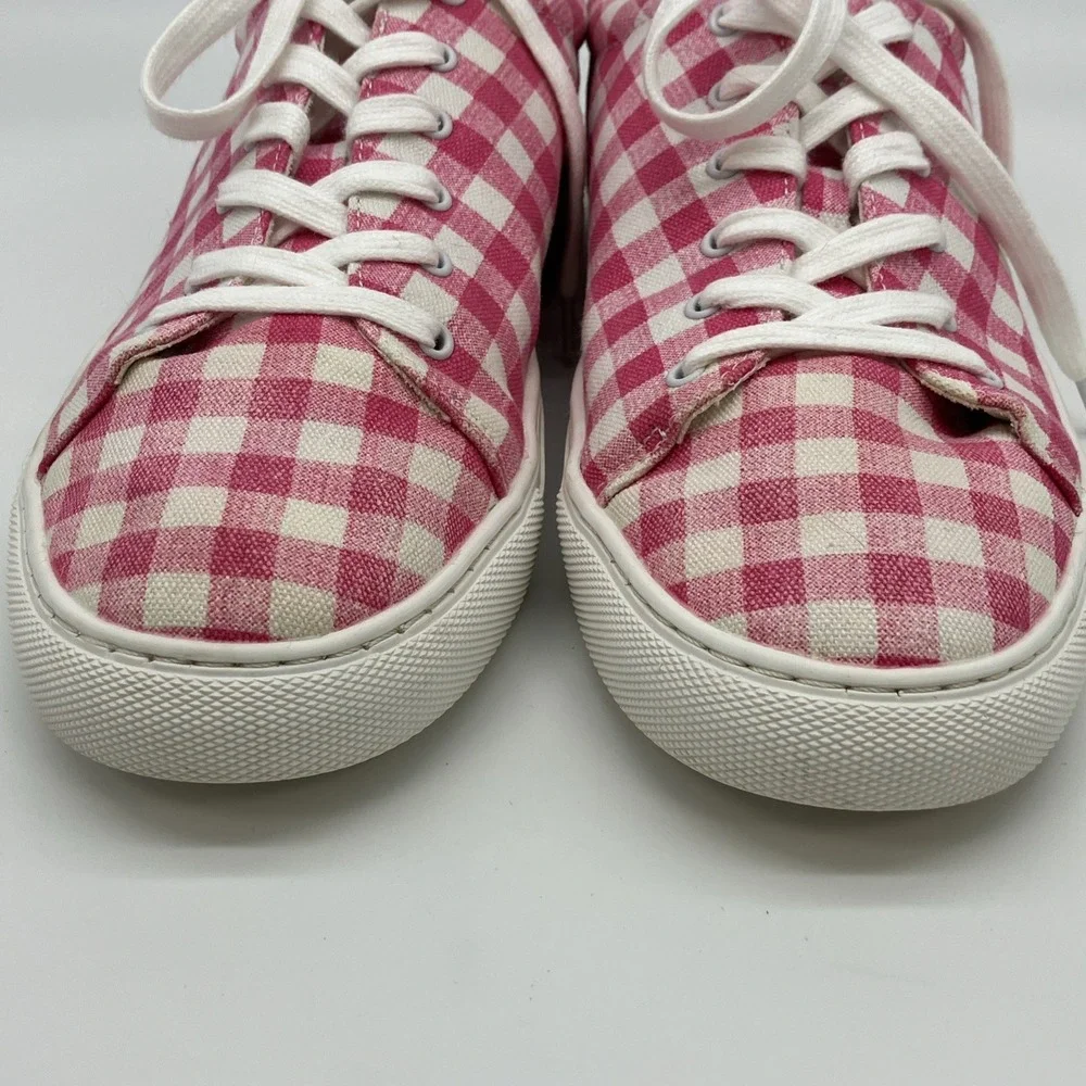 J.CREW Women's Sneakers‎ Gingham Pink & White Check Plaid Size 11 Preppy Coastal